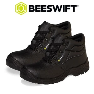 BEESWIFT Sicherheit Arbeit Chukka Stiefel Stahlkappe & Zwischensohle Leder schwarz Schuhe - Bild 1 von 3