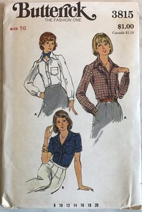 Vintage Butterick 1970s Uncut Sewing Pattern 3815 Shirt Top  Size 16 - Picture 1 of 2