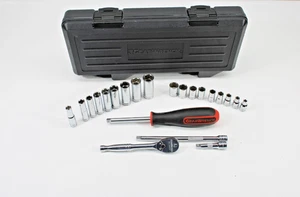 GEARWRENCH 22 Pc. 1/4" Drive 6 & 12 Pt Standard & Deep Mechanics Tool Set Metric - Picture 1 of 6