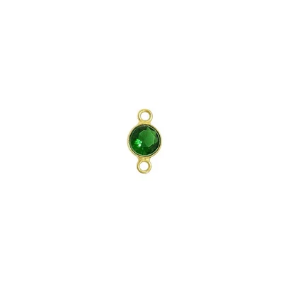 6mm Emerald Quartz Bezel Connector Round Charm May Birthstone Connectors 10pcs - Image 1 of 4