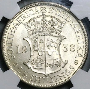 1938 NGC MS 61 South Africa 2.5 Shillings George VI Silver Coin (25062902C) - Picture 1 of 6