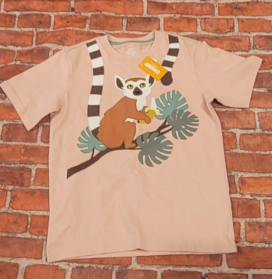 Camiseta Gymboree Niños Rosa Pálido Lémur Safari Manga Corta Talla 12 Nueva Con Etiquetas Algodón Foto 1 de 1