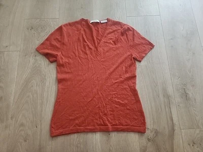 Neiman Marcus Sweater Womens Medium Orange 100% Pure Cashmere Short Sleeve Top - Image 1 of 4
