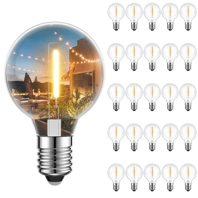 G40 Replacement LED Light Bulbs, 25 Pack Clear Globe Bulb fits E12 C7 Candela... - Image 1 of 4