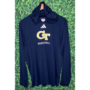 Georgia Tech Yellow Jackets GT Football Player Issued Hooded Shirt Medium Blue - Bild 1 von 3