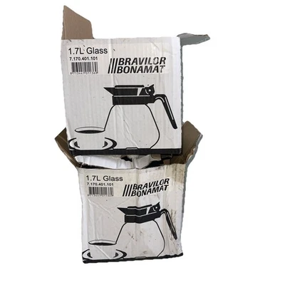 2 Bravilor Bonamat Coffee Decanters Pair Glass Jugs with grey Lids Pyrex New  - Image 1 of 4