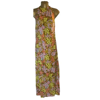 Maxi Vestido Billabong Retro Romance Halter Floral Lazo Atrás Med otoño años 60 70 Foto 1 de 3