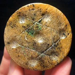 134G Natural  Golden Hair Crystal Quartz  Stone Healing L6028 - Picture 1 of 8