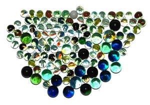 1970's Glass Assorted Marbles 3/4" Cats Eyes Ribbon Swirl Glow Shooters 118 Lot - Picture 1 of 11
