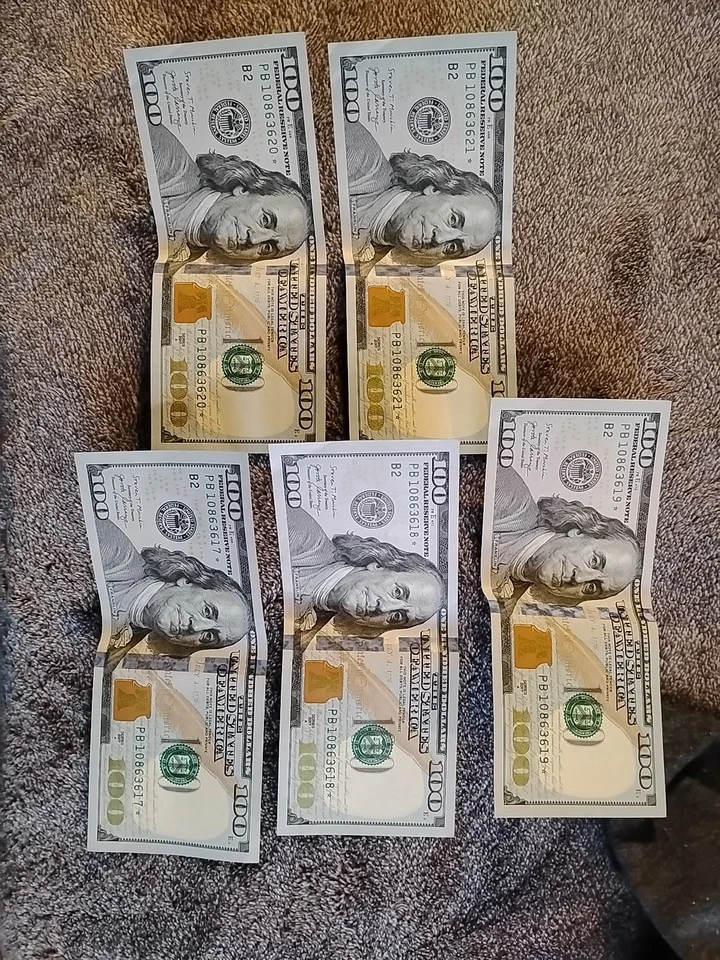 Звездчатые банкноты 5 100 долларов все в порядке не бывшие в обращении - Изображение 1 из 4