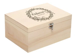 Personalised Wedding Birthday Engraved Luxury Wooden Keepsake Memory Box -Large - Picture 1 of 7