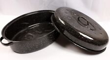 Vintage Granite Ware Turkey Roasting Pan MADE IN USA Holds 15 Pound Turkey