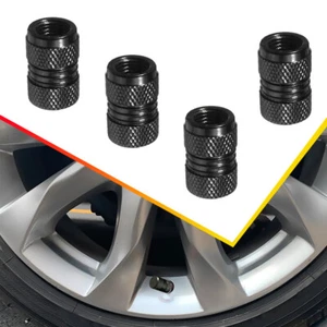 4Pcs Tyre Valve Caps Black Wheel Stems Car Air Dust Cover Screw Caps Truck Bike - Picture 1 of 9