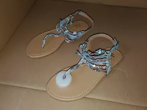 SHI By Journeys Women's Sandy Light Blue Flats Sandals - Picture 1 of 4