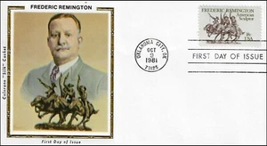 Frederic Remington Wild West Pony Express Cowboy Horses U Colorano Silk FDC 1981 - Picture 1 of 1