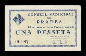 F.C. PRADES (TARRAGONA) , 1 PESSETA , EBC- , 1ª EMISIÓN . - Foto 1 di 2