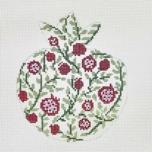 Rachel Barri hand painted canvas 4 1/2" x 5 1/2" Pomegranate Judaic stitch paint - Picture 1 of 1