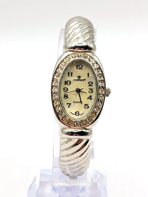 Cannes Mujer Brazalete Pulsera Reloj Cuarzo Tono Plata Mantiene el Tiempo Batería Nueva Foto 1 de 4