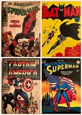 Comic Book Wall Art Bundle Superman Spider-Man Batman Captain America