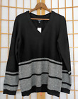 NWT! Banana Republic Women XL Merino Blend Sweater Black Striped Casual NEW