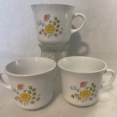 JUEGO DE 3 tazas de té de café floral flor prado corelle Corningware Foto 1 de 4