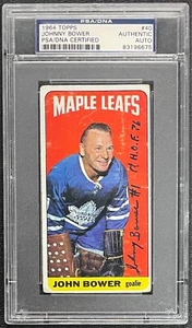 JOHNNY BOWER SIGNED TOPPS 1964 MAPLE LEAFS CARD #40 PSA/DNA Auto HOF 1976 - Picture 1 of 2