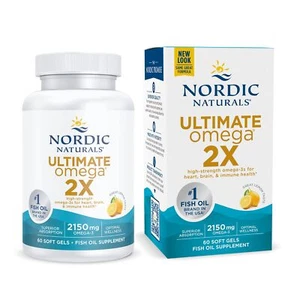 Nordic Naturals Ultimate Omega 2X, Lemon Flavor - 60 Soft Gels - 2150 mg Omega-3 - Picture 1 of 7