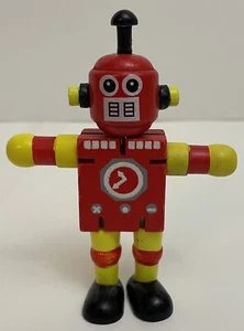 Robot Figure Fidget Toy Wooden Posable 5 Inch - Picture 1 of 8