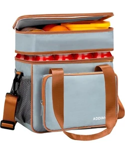 Double Deck Insulated Lunch Box w/ Shoulder Strap Heavy Duty Leakproof 15L Grey - Picture 1 of 7