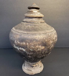 Jarrón antiguo Khmer grande recipiente de cerámica olla urna 3600 - 1000 aC 12" de alto 8" de diámetro - Imagen 1 de 13