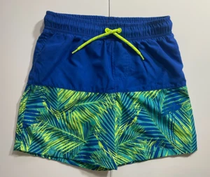 Wonder Nation Boys Swim Trunks - Size M (8) Blue & Green Palm Print - Picture 1 of 4