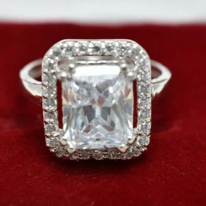 Precioso anillo de plata 925 con diamante blanco roto certificado 8,5 quilates creado en laboratorio - Imagen 1 de 8