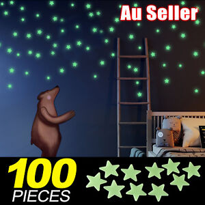 100PCS Home Wall Glow In The Dark Stars Stickers Baby KIDS Decal Luminous