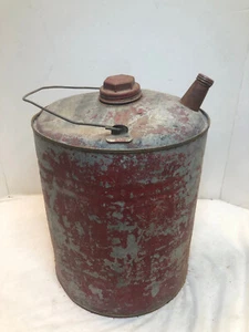 Vintage Metal Gas Can - Kerosene Tin Service Station 5 gallon Primitive 11 x 15 - Picture 1 of 10