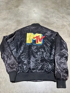 Vintage 80’s MTV Music Television Satin Bomber Jacket - Picture 1 of 6
