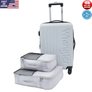 Gray ABS Spinner Luggage Set 3pc. 20" Carry-on & Packing Cubes Included New - Picture 1 of 6