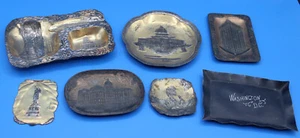 VINTAGE LOT OF 7 BRASS & ALUMINUM ASHTRAY TRINKET DISHES LID SOUVENIRS AS IS - Picture 1 of 6