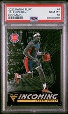 2022-23 PANINI FLUX JALEN DUREN RC INCOMING INSERT #4 PSA 10 ROOKIE PISTONS