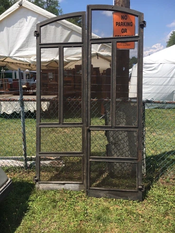 rare Pair c1890 arched screen doors ORIGINAL hardware - black 96" x 28" x 1.5" Cover