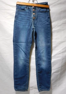 Jordache Super Skinny Jeans Girls 8 SLIM Blue denim Pockets Button fly - Picture 1 of 17