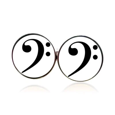 Musik Ohrringe Ohrstecker 316L Chirurgenstahl mit Bassschlüssel Notenschlüssel - Bild 1 von 2