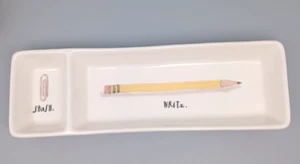 Rae Dunn Artisan Collection by Magenta “Stash” & “Write” Paperclip & Pencil Tray - Picture 1 of 6