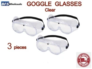 GOGGLES  Safety glasses, set 3 pcs.  Clear lents, Eyes protective, Comfortable - Picture 1 of 7
