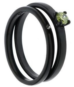 .25 Carat cz Neon Apple Wedding Set 2 Ring Black IP Stainless Steel Size 9