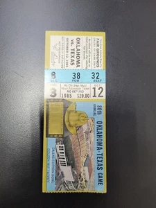 FOOTBALL TICKET STUB TEXAS LONGHORNS 7 VS OKLAHOMA SOONERS 14 OCT 12, 1985 - Picture 1 of 3