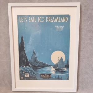 Antikes Notenblatt gerahmt "Lasst uns segeln zum Träumen" / 30 cm x 40 cm / 16 x 12 - Bild 1 von 8