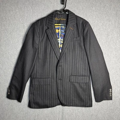 Robert Graham Blazer Jacket Mens 40 Regular Charcoal Wool Pinstripe Quilted Back - Image 1 of 4
