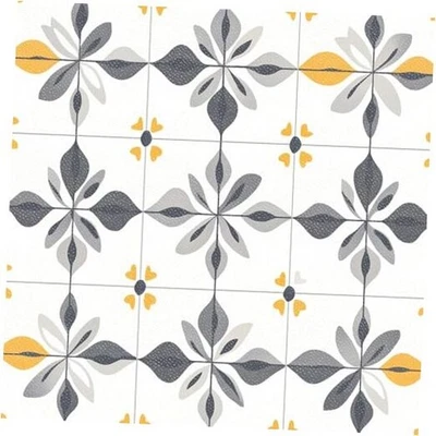 10件装去皮粘地板瓷砖可拆卸12x12英寸灰色和黄色花卉 — 第 1/4 张图片