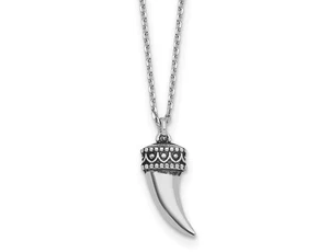 Collar colgante de cuerno de plata de ley envejecida con cadena - Imagen 1 de 3