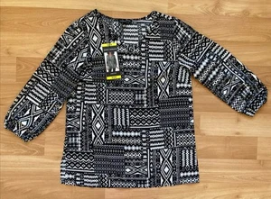 Mario Serrani Women's V-Neck Top, Black/Negro, S/CH Elastic Sleeve 3/4 - Picture 1 of 7